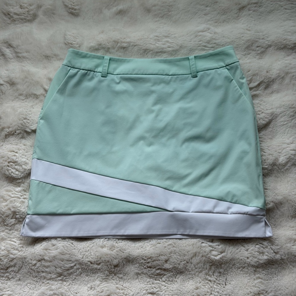 Louis Castel Golf Prep Tennis light Blue Mini Skort -White Athletic Skirt Shorts